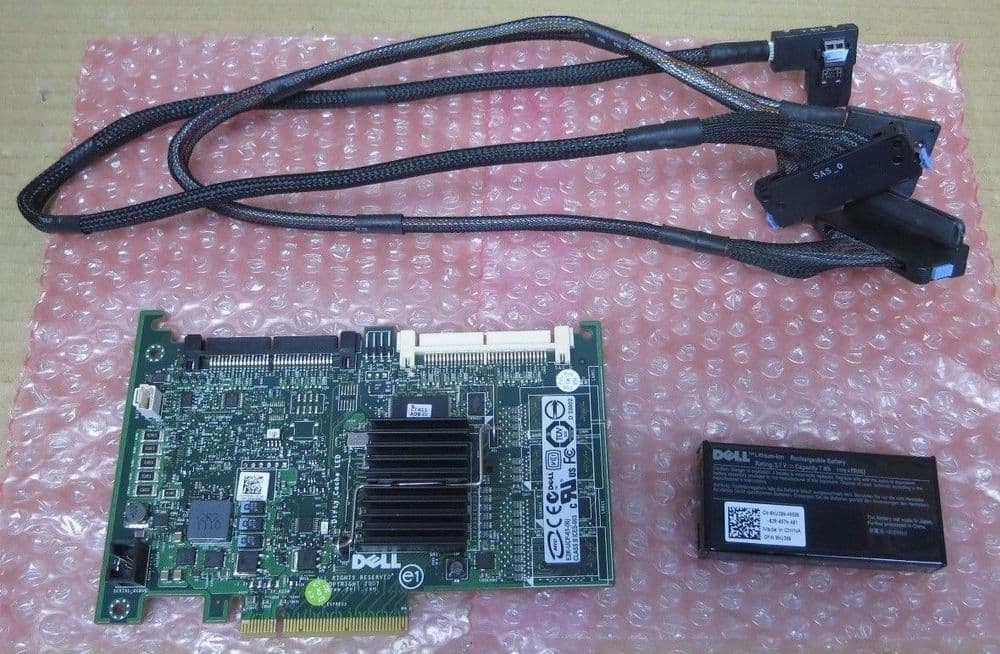 Dell PERC 6/i 6i PCI SAS RAID Controller T954J Battery NU209 SAS Cables