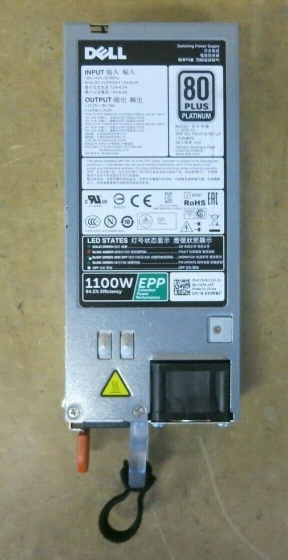 Dell Power Supply Y3H8J 1100W 200240V 80 Plus Platinum For Dell R630