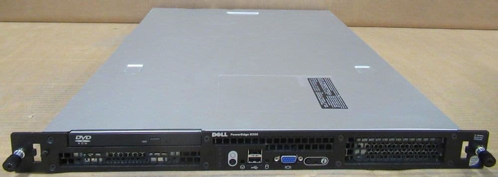 Dell PowerEdge R200 Intel Core 2 Duo 2 2GHz 1GB Ram DVD ROM 1U Server