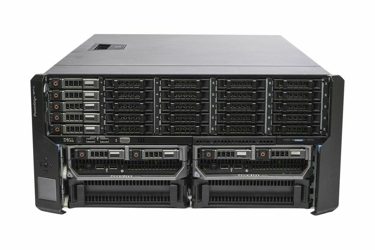Dell PowerEdge VRTX Rack Chassis 5x 1TB 2x M620P 2x E52650 32GB Ram 2x1TB
