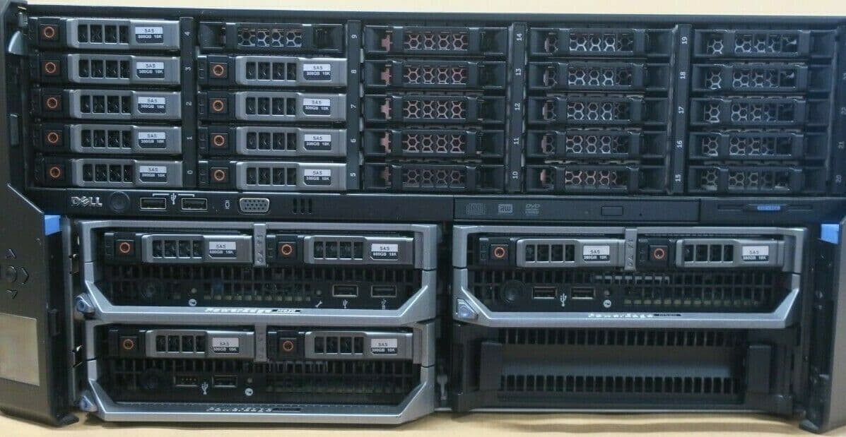 Dell PowerEdge VRTX Rack Chassis 9x 300GB HDD 25Bay 1x M630 2x M520 Blades