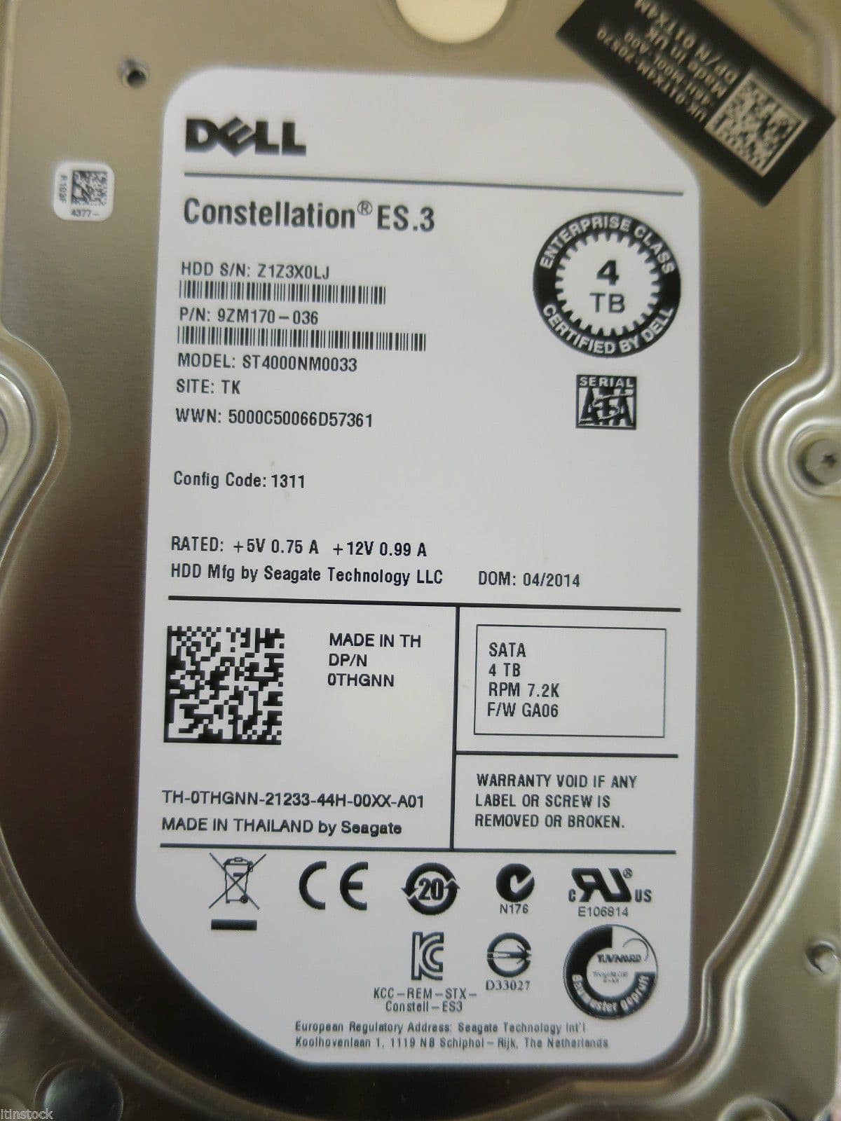 DELL SEAGATE 4TB SATA 6GB/s CONSTELLATION ES 3 ENTERPRISE THGNN