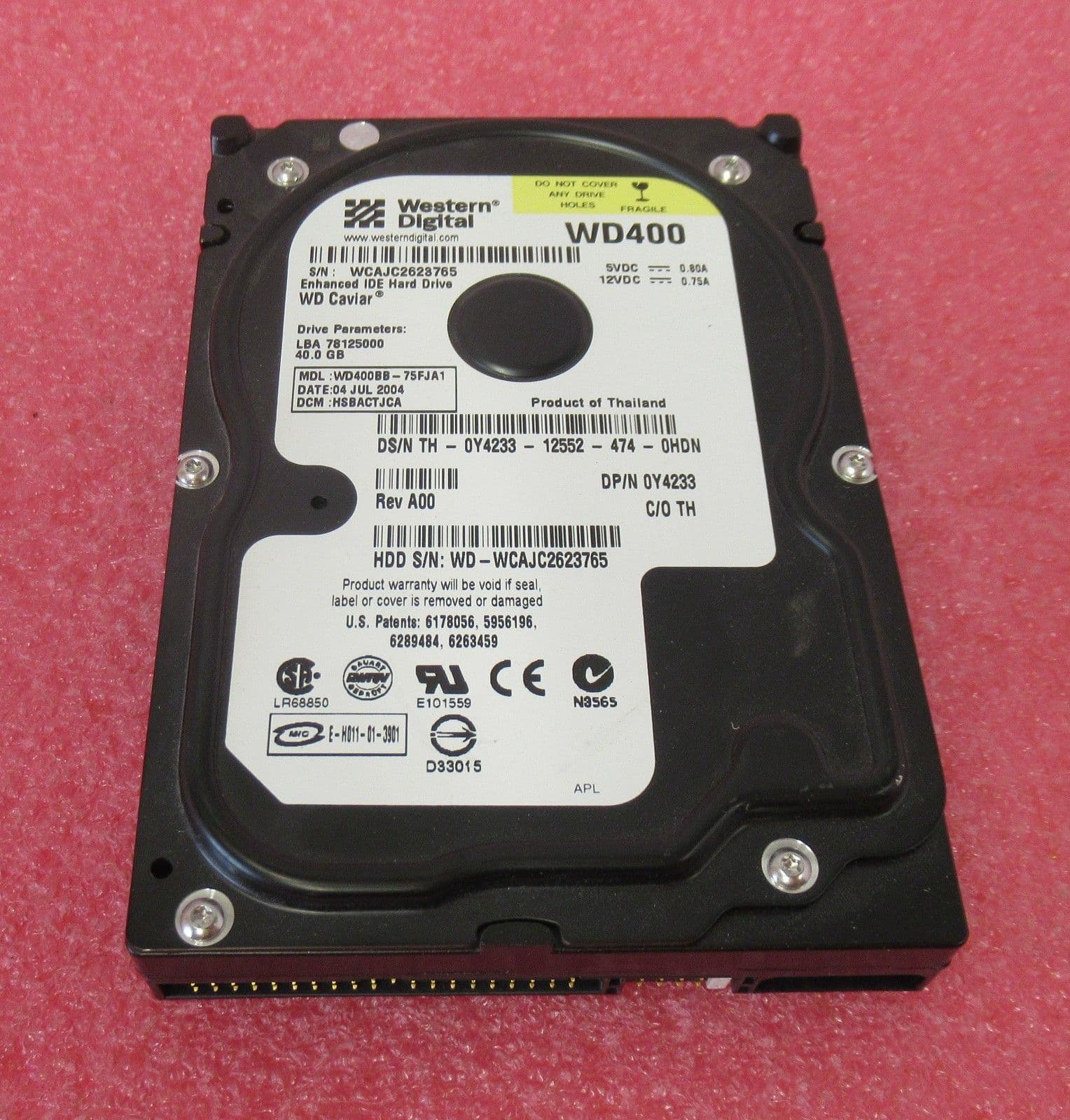 Dell Y4233 WD400BB-75FJA1 40GB 7200RPM ATA-100 2MB 3 5