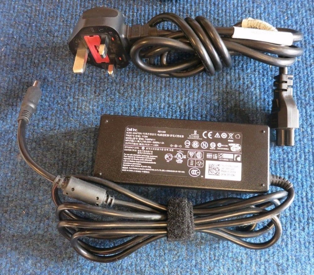 Lot Of 5 Used Dell 90W 19.5V Laptop Chargers - Mixed Models (YY20N, P0PT9, Etc.)