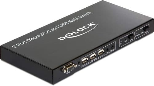 Delock 11367 Dual DisplayPort KVM Switch 2:1 with USB & Audio 4K 30Hz / 2K 60Hz