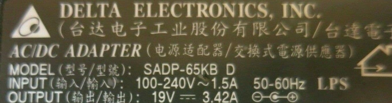Chargeur Original DELTA SADP-65KB 19V 3.42A Pour PC Portable - Occasion Fonctionnel