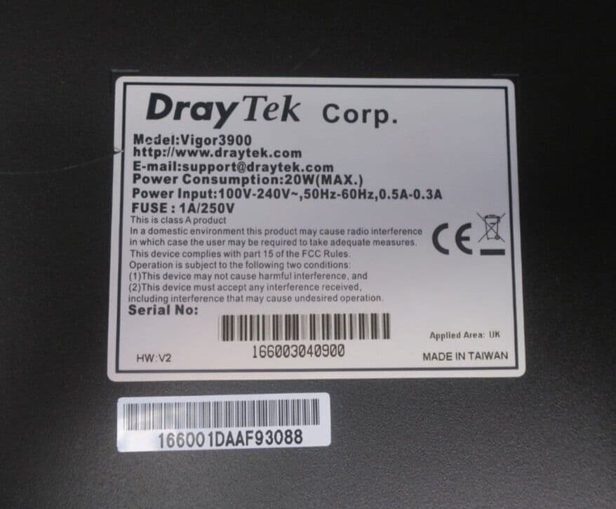 Draytek Vigor3900 Router Firewall Multi-WAN Security Appliance 1U Rackmount