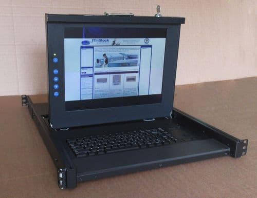 EMC 091-000-081 Rack TFT Kontron 1U RoHS Keyboard Video Monitor with Rail RoHS