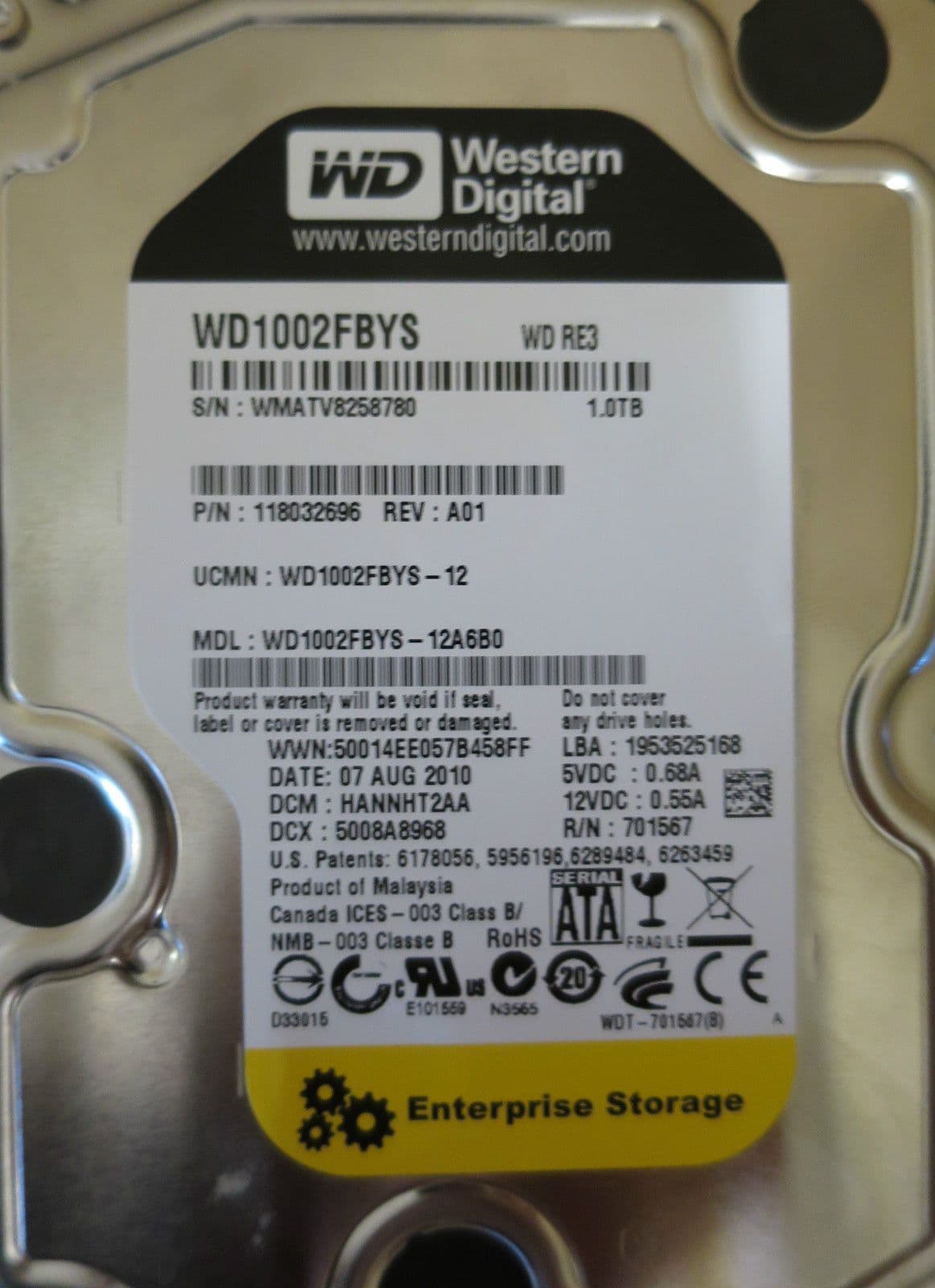 Dell EMC CX-SA07-020 2TB 7.2K SATA Disk CX4 VMAX Disk 005049061 005049241 005049058