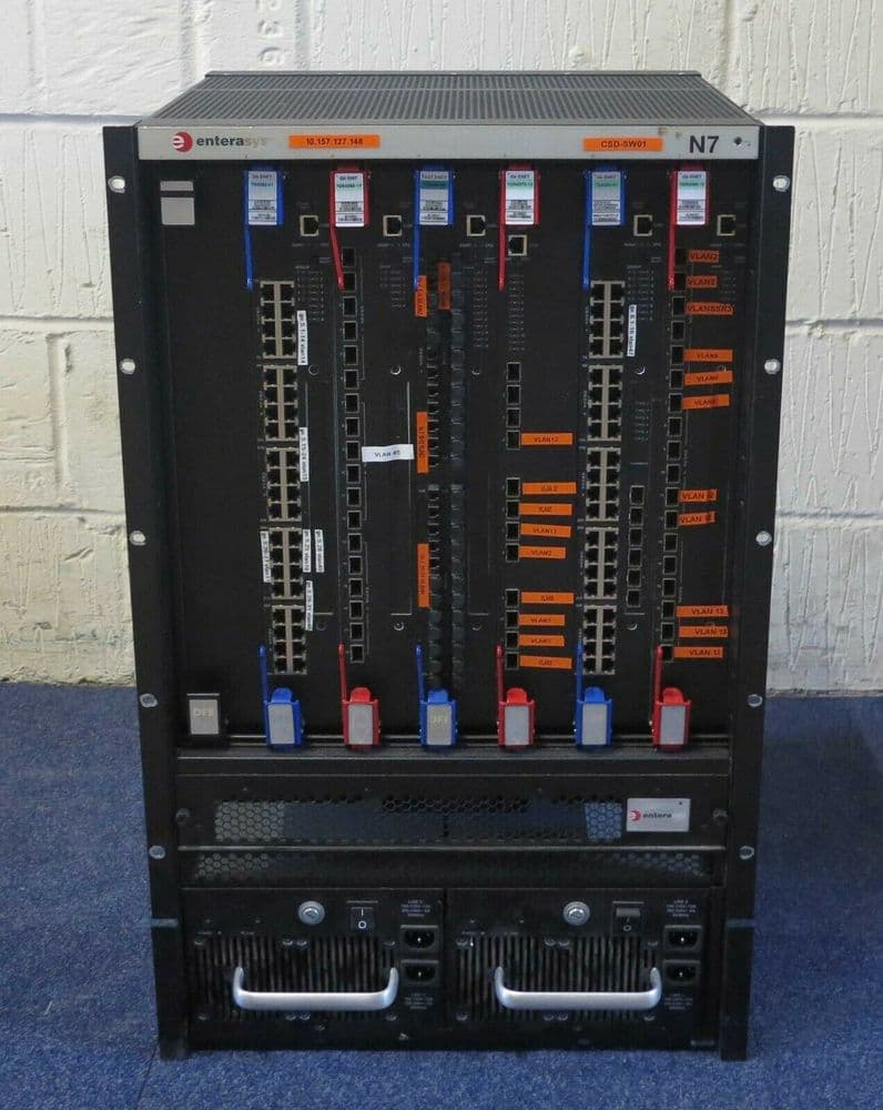Enterasys N7 7C107 7Slot 18U Switch Chassis 6x Switch Modules 2x 1600W PSU