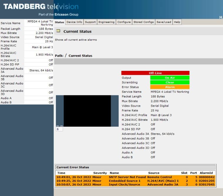 Ericsson Tandberg EN8030 High Def Encoder EN8030/BAS/48V H 264/AVC Licenses