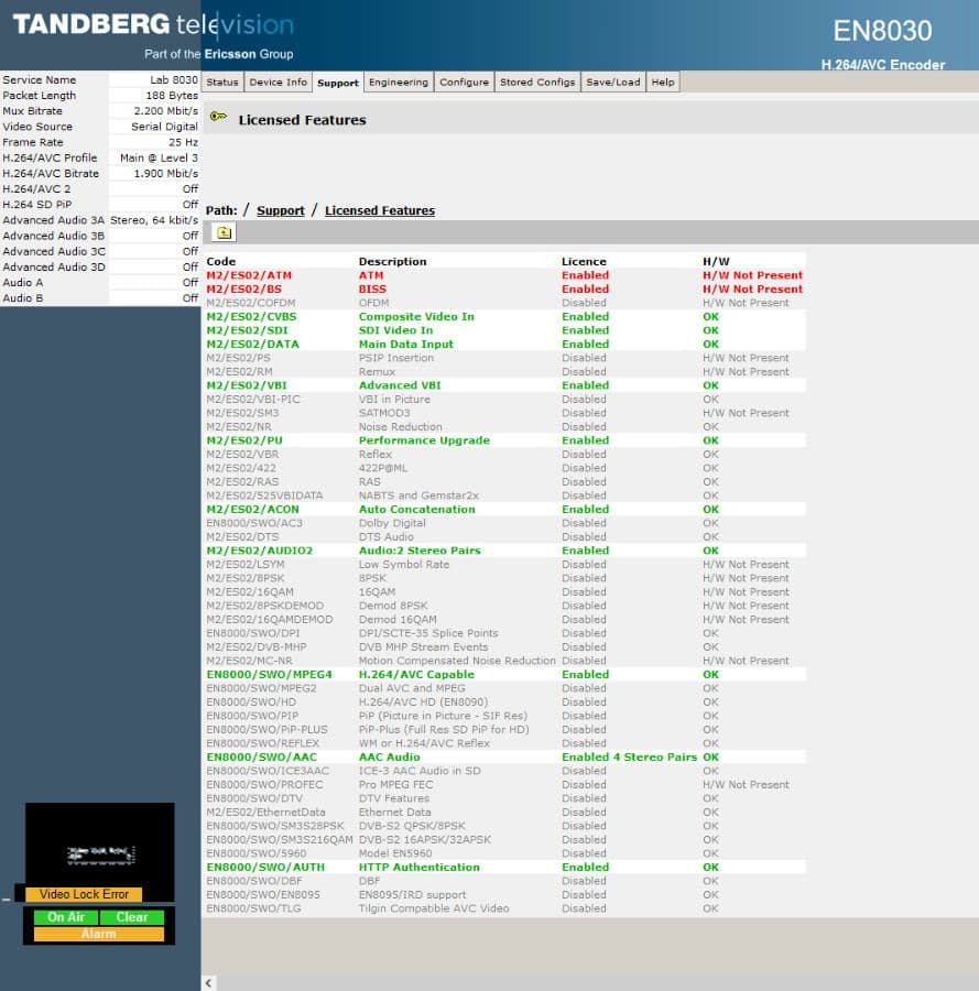 Ericsson Tandberg EN8030 High Def Encoder EN8030/BAS/48V H 264/AVC With ...