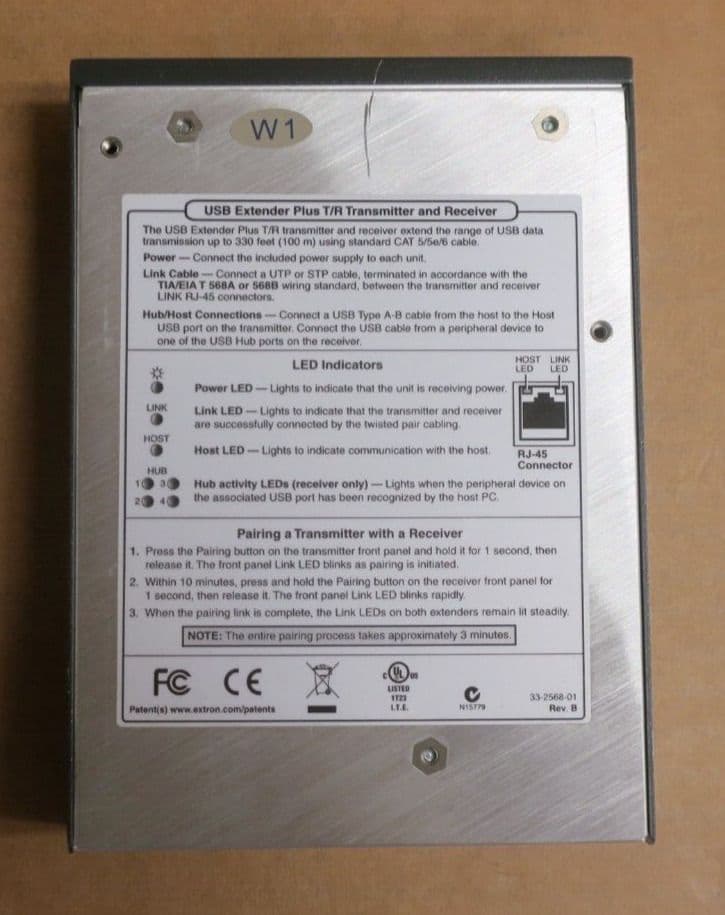 Extron 4-Port USB 2 0 Extender Plus R Receiver 60-1471-13 AC Adapter