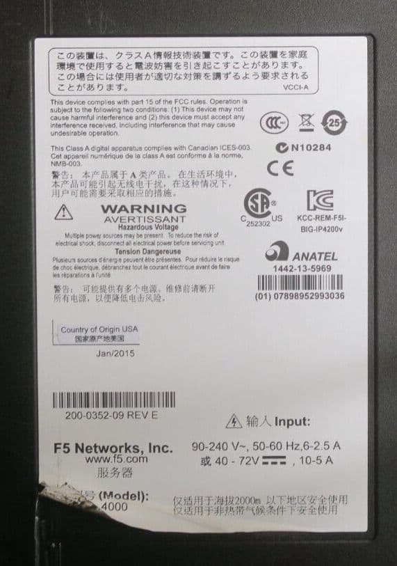 F5 Networks Big-IP 4000 Series Enterprise Application Delivery ...