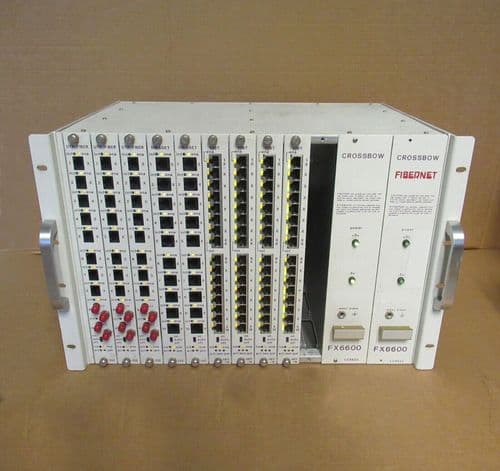 Fibermux FX6600 Crossbow 10-Slot Chassis 9 Interface Cards UTPFiber 10BaseT 10BT