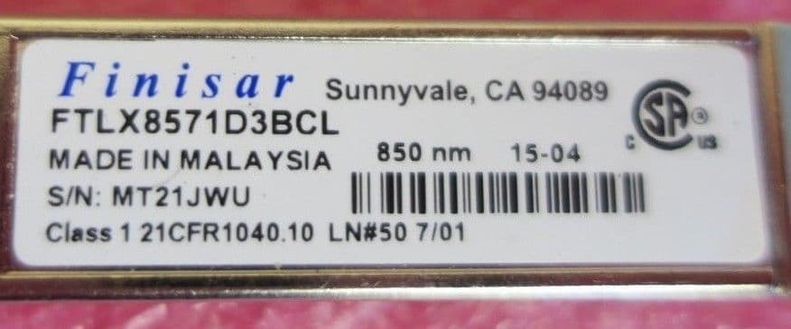 Finisar FTLX8571D3BCL Ricetrasmettitore SFP+ 10 Gb 850 Nm &ndash; Ottico LC, Ricondizionato Eccellente