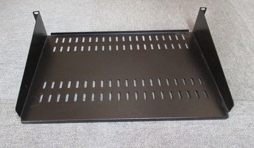 Fixed Vented Cantilever 2U 19" Black Data Cabinet Rack Shelf 300mm Deep