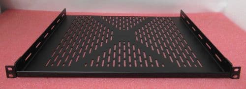 Fixed Vented Cantilever Rackmount Data Cabinet Shelf 1U 19" Black 380mm Deep