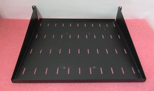 Fixed Vented Cantilever Rackmount Data Cabinet Shelf 2U 19" Black 395mm Deep