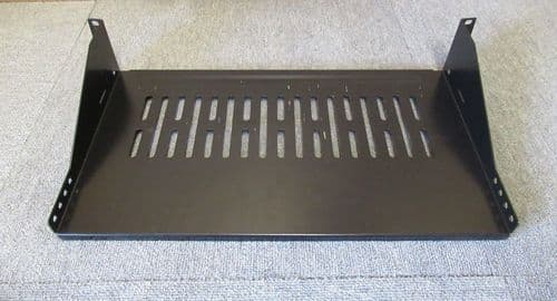 Fixed Vented Cantilever Shelf Bracket 2U 250mm Deep Black 19" Data Cabinet Rack