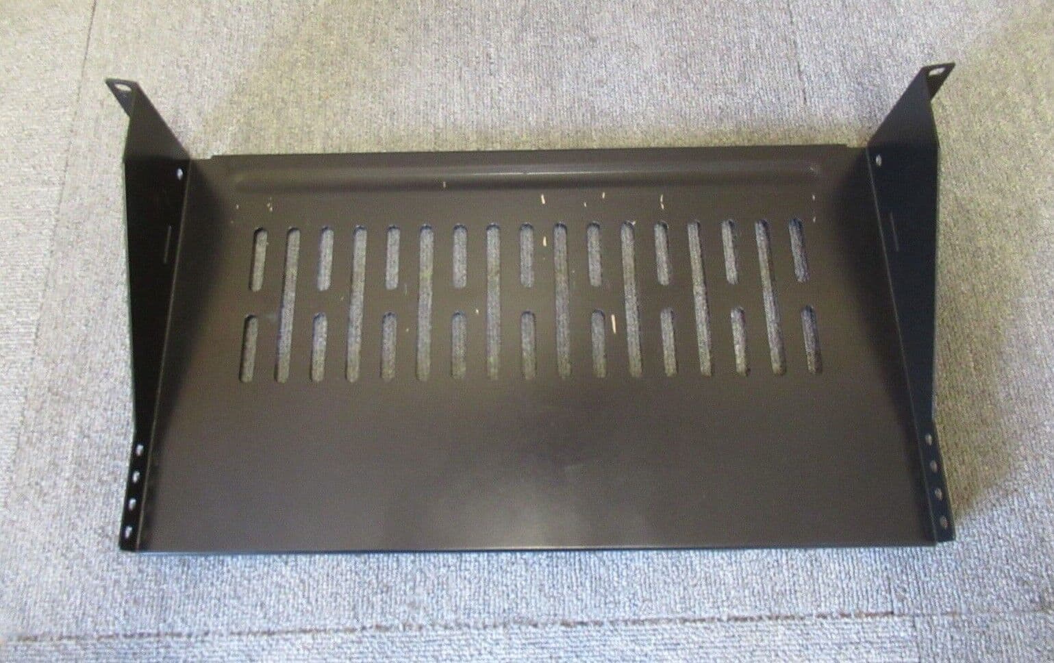 Fixed Vented Cantilever Shelf Bracket 2U 250mm Deep Black 19" Data