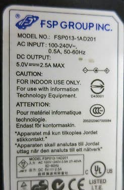 ADAPTATEUR D'ALIMENTATION 12 V / 2,5A pour Profiler Revolution 6700,6711