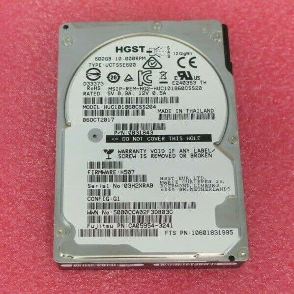 Fujitsu 600GB 10k SAS SFF 2 5" 12G Hard Drive HDD HUC101860CSS204 ...