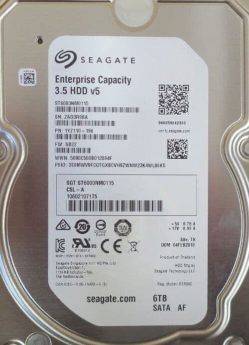 Fujitsu 6TB SATA 6G 7 2K 512e HotPlug 3 5" Hard Drive HDD S26361F5638