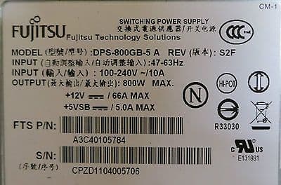Alimentatore Fujitsu 800W DPS-800GB-5 A3C40105784 Primergy Power