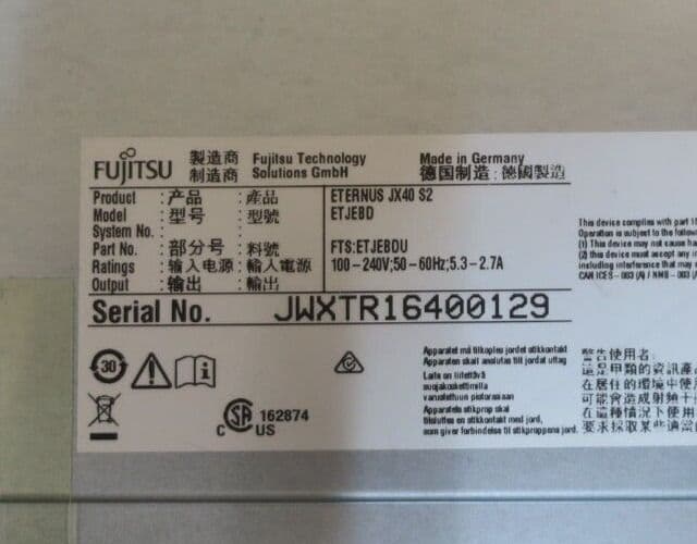 Fujitsu Eternus JX40 S2 Rack Storage Subsystem Array 12x 3 5