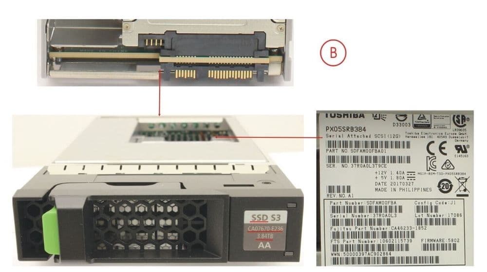 Fujitsu FTS: ETVSBT 3.84TB 12G 3.5 Eternus DX S3 S4 S5 MLC SSD SAS