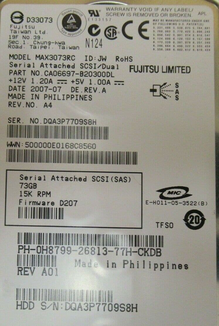 MAX3073RC FUJITSU 73GB 15K RPM SAS 3.5 INCH HARD DRIVE MAX3073RC FUJITSU 73GB 15K RPM SAS 3.5 INCH HARD DRIVE