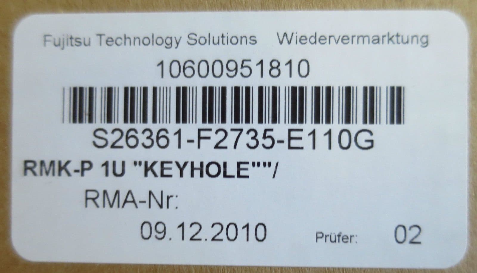 Fujitsu Primergy Keyhole Rack Mounting Rails 1U RX300 S6 A3C40101536 ...