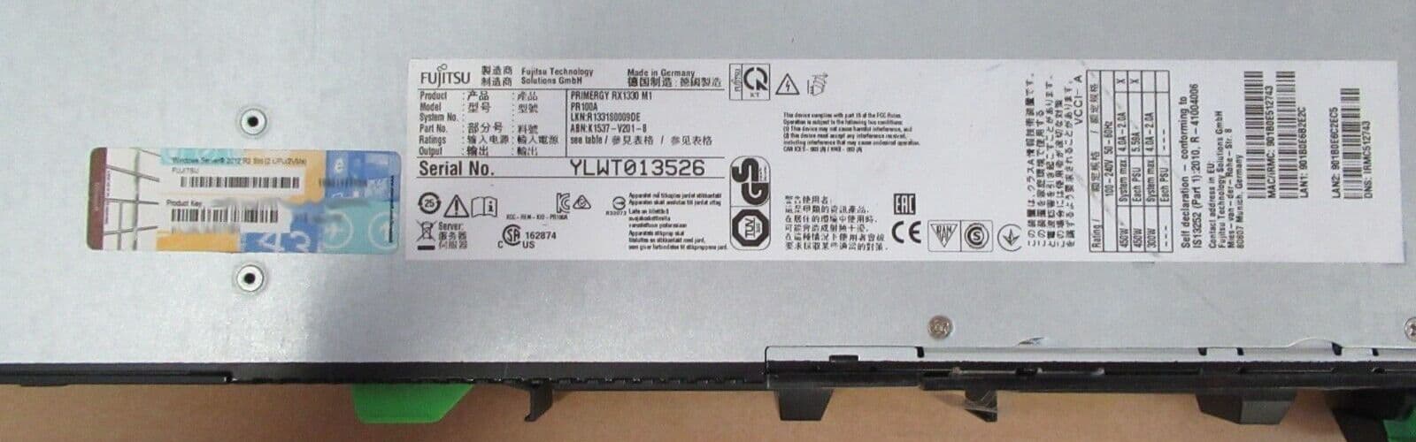 Fujitsu Primergy RX1330 M1 4C E3-1220v3 8GB DDR3 Ram 4x 3 5 Fujitsu Primergy RX1330 M1 4C E3-1220v3 8GB DDR3 Ram 4x 3 5