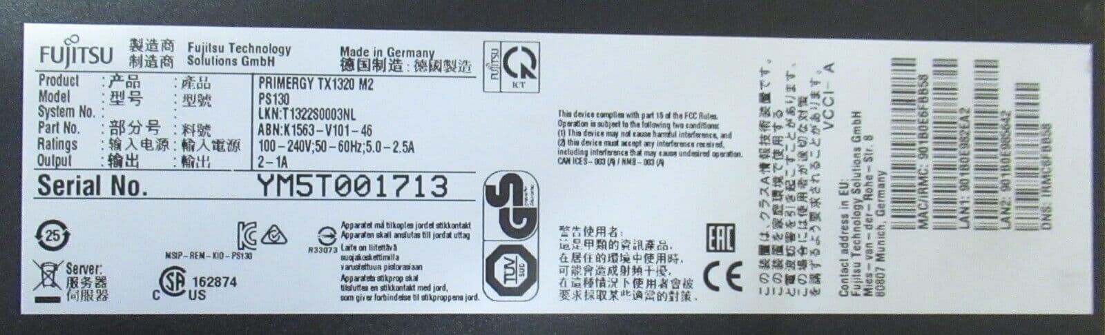 Fujitsu Primergy TX1320 M2 Intel G4400 16GB RAM 4-Bay 2x 500GB HDD