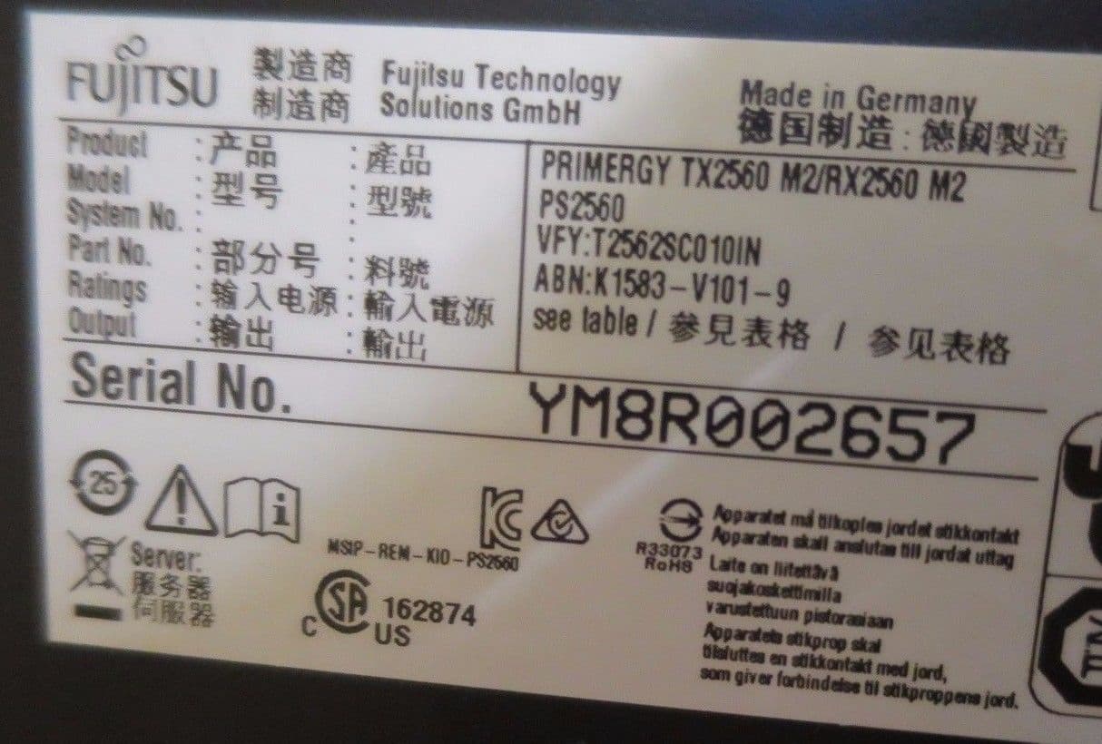 Fujitsu Primergy TX2560 M2 Xeon 2x 10C E5-2630V4 2 20GHz 32GB 2