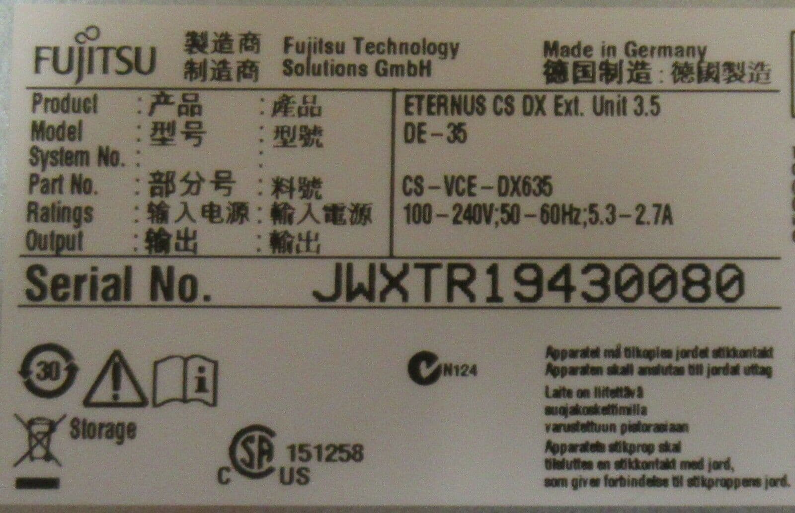 FUJITSU Storage ETERNUS DX600 S4 Hybrid CS DX Storage Array