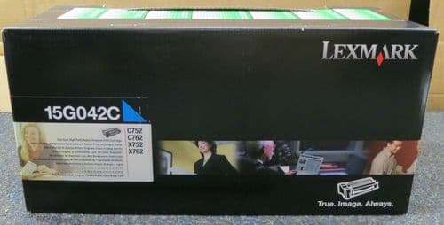 Genuine Cyan Lexmark 15G042C Toner Cartridge (C752, C762, X752, X762)-NEW SEALED