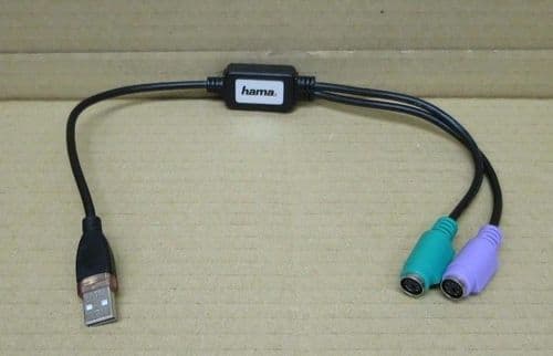 HAMA Male USB to Female Mini DIN 6-Pin x2 KVM Mixed Cable Assembly 39709
