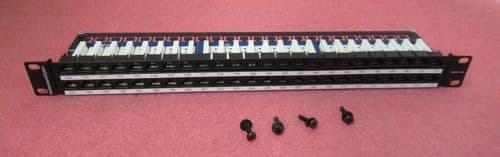 HellermannTyton CAT6 Unshielded 48 Port 1U Right Angled RJ45 Patch Panel Black