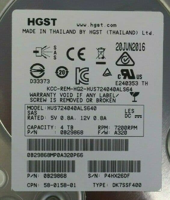 thumbnail image 2 of HGST Ultrastar He6 6TB 7200RPM SAS-2 3.5" Enterprise Hard Drive - HUS726060ALS644 (Refurbished) 2 of 6