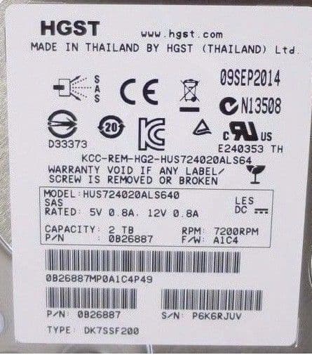 HGST Ultrastar HUS724020ALS640 3 5" 2TB 7 2K SAS 6Gbp/s Hard Drive HDD ...