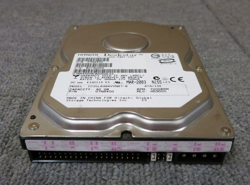 Hitachi Deskstar IC35L040AVVN07-0 07N8450 40GB 7200RPM 2MB 3