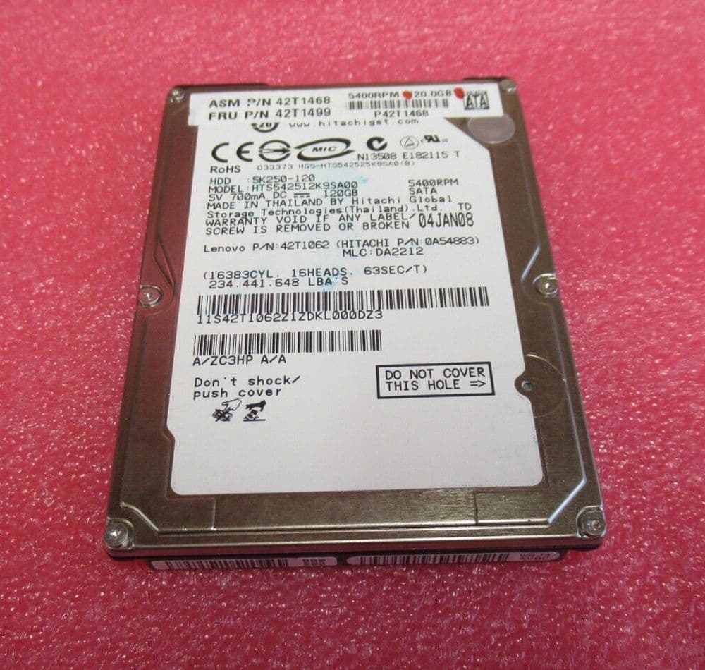 Hitachi HTS542512K9SA00 Travelstar 5K250 120GB 5400RPM 8MB 2.5" Internal HDD
