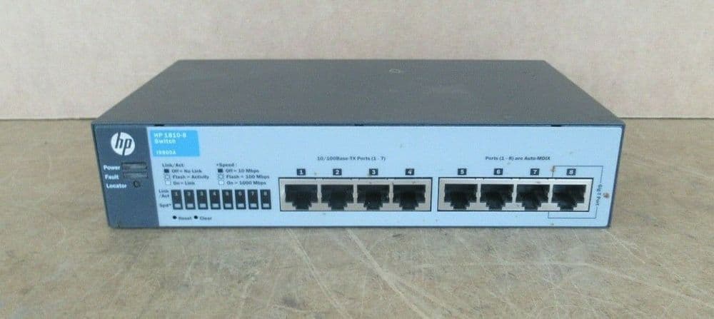 HP 1810-8 v2 8-Port Layer 2 Managed Fast Ethernet Switch 1x Gigabit ...