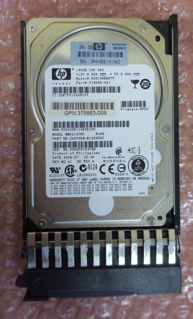 HP 72GB 10K Rpm Hot Plug SAS 2.5 Dual Port Hard Drive - Disco Duro