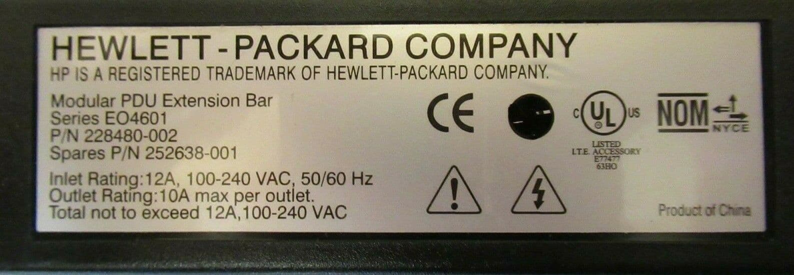 HP EO4601 Modular PDU Extension Bar (P/N: 228480-002 / 252638-001
