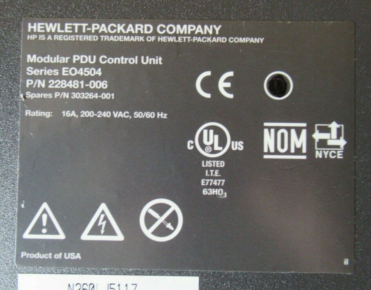 HP 228481-006 303264-001 E04504 Modular PDU Control Unit 16A