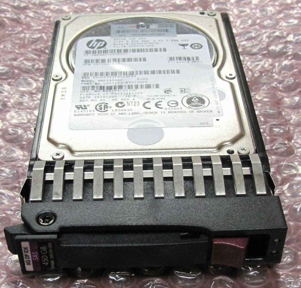 Disque Dur HP 450GB 10K SAS 6G 2.5" - Pour Stockage 3PAR 7200/7400, Remis à Neuf