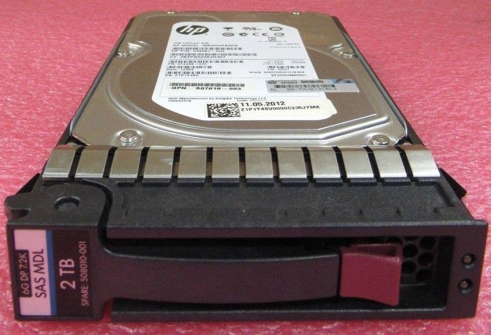 HP 508010-001 2TB SAS 7.2K 6GB/s 3.5 Inch Hard Drive - Clean Bulk Tested